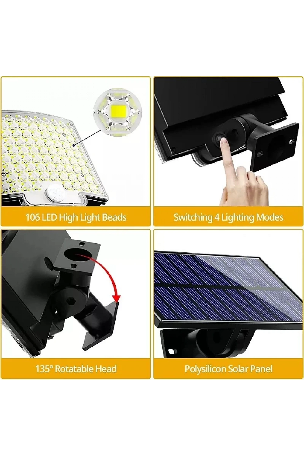 Solar Bahçe Aydınlatma Lambası 108 Led Lf-2501b