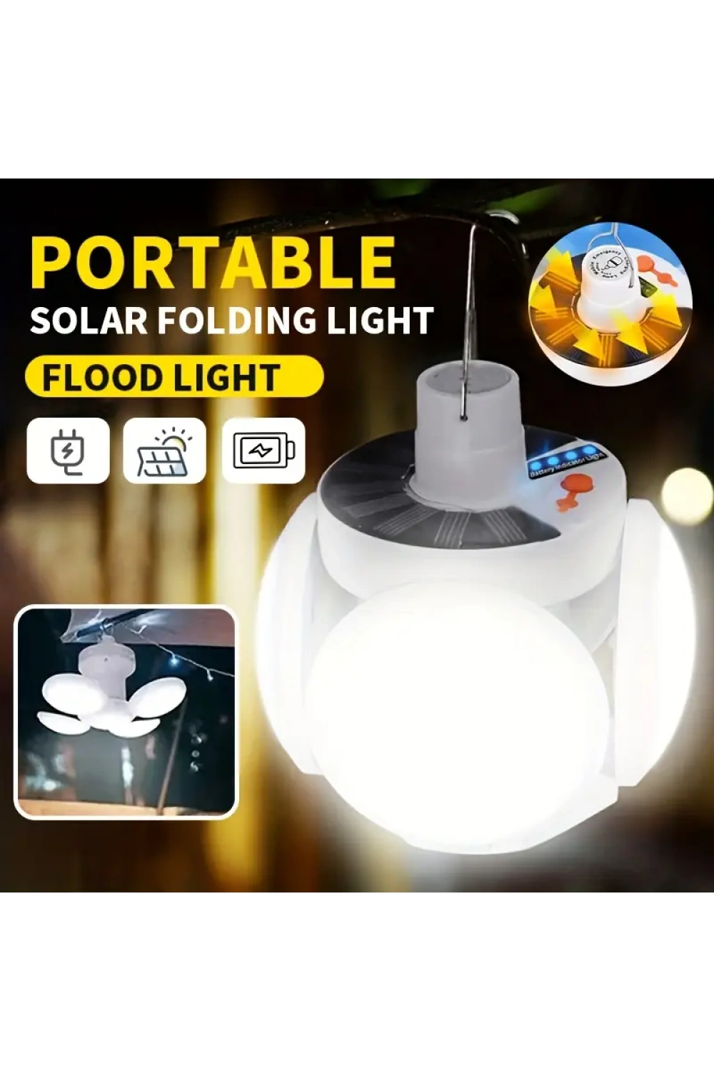 Solar Güneş Enerji Ve Usb Sarjlı 5 Kanatlı Led Lamba Egonex