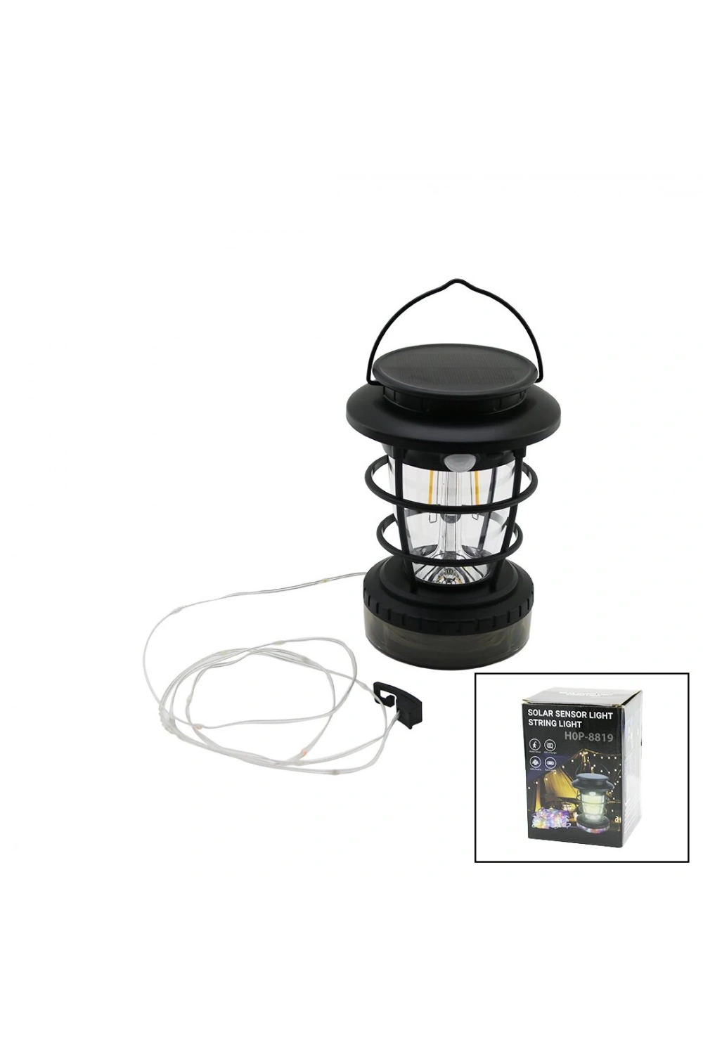Solar Sensor Lıght Hop-8819 (2in1=fanus Kamp-bahçe Fener & Rgb Şerit Led 10mt) (solar & Şarjlı) (sensörlü) (led Makaralı)*48