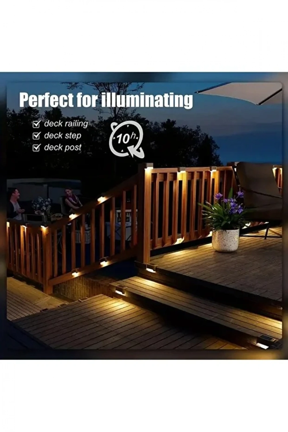 SolarVita 12li Solar Güneş Enerjili Şarj Edilen Köşebent Merdiven Veranda Bahçe Led Lamba Siyah SV-1005