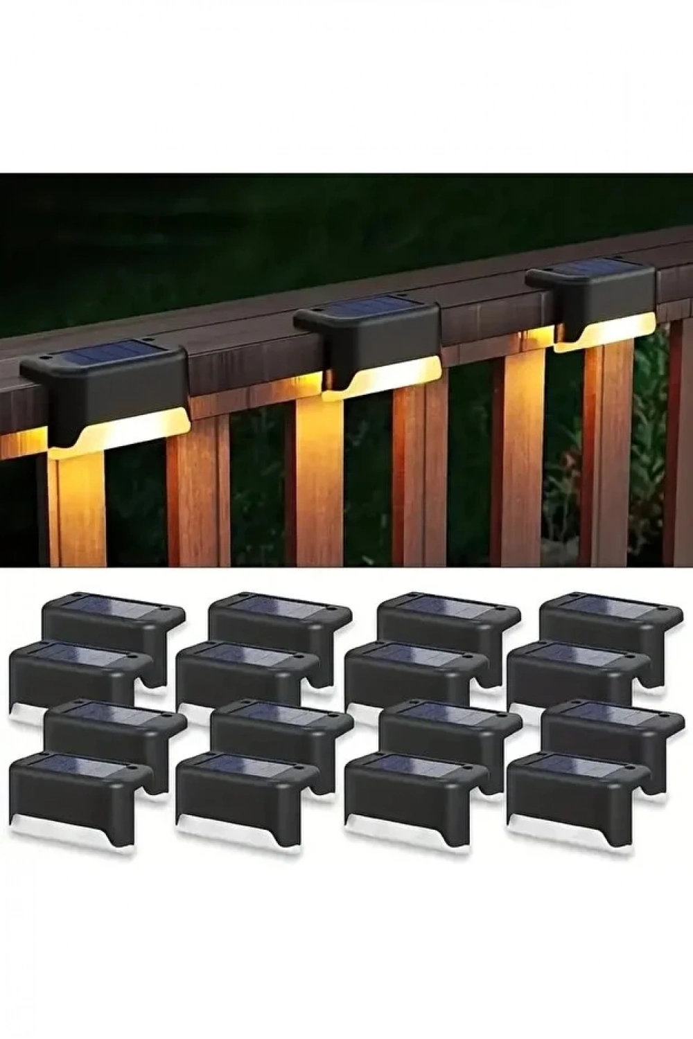 SolarVita 12li Solar Güneş Enerjili Şarj Edilen Köşebent Merdiven Veranda Bahçe Led Lamba Siyah SV-1005
