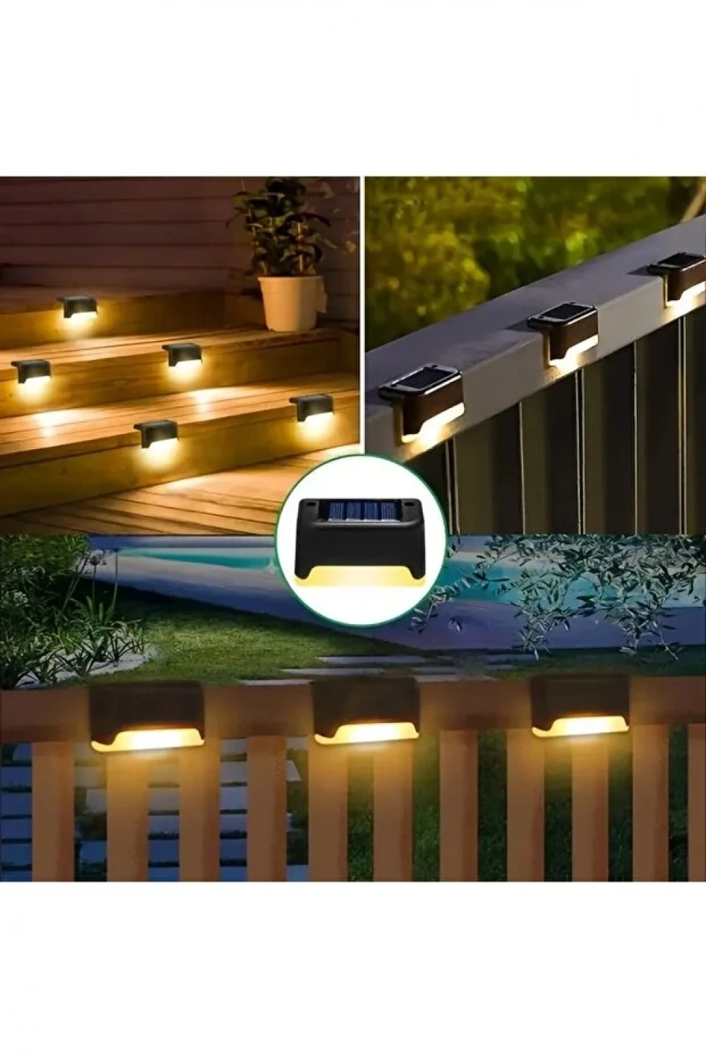 SolarVita 12li Solar Güneş Enerjili Şarj Edilen Köşebent Merdiven Veranda Bahçe Led Lamba Siyah SV-1005