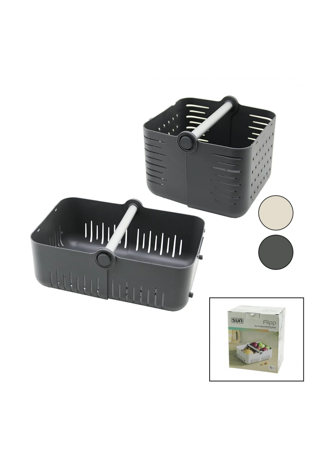 Sun Flipp Sd-7400 (2in1 Kullanım=yatay & Dikey) Çok Amaçlı Katlanır Pls.sepet (metal Taşıma Kulp) (22x16.5cm & 12x31cm)*12=k