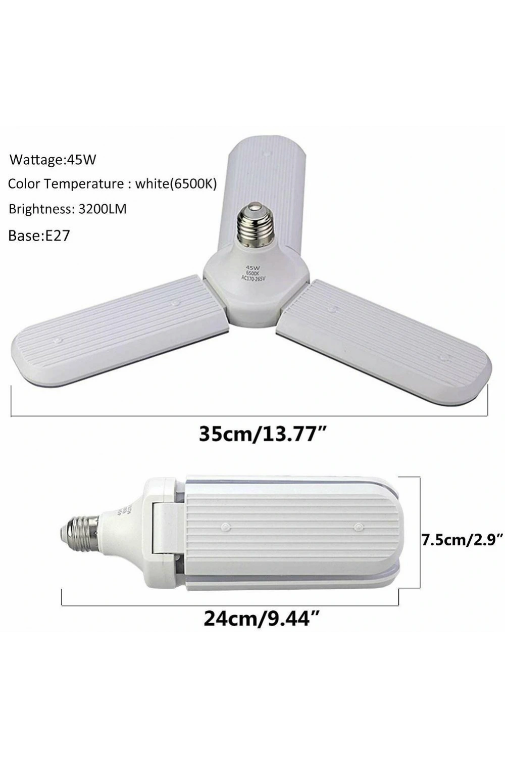 Sunlife Beyaz Işık 3 Pervaneli 45 Watt Tasarruflu