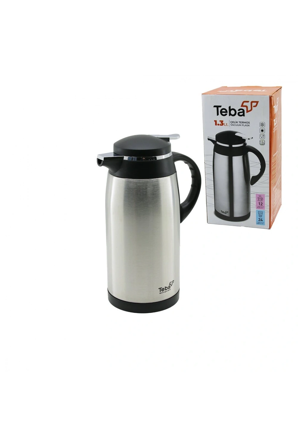 Teba ( 1.3lt ) Çelik Termos (12 Saat Sıcak & 24 Saat Soğuk) (çift Contalı Kapak)*6