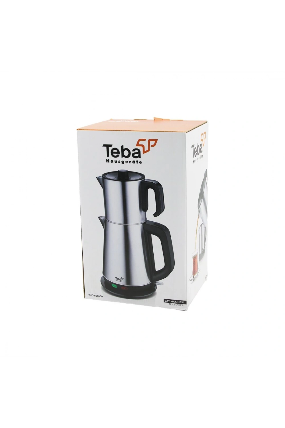 Teba Thc-800 Cm ( Çelik ) Elektrikli Çay Makinesi ( Çaycı Seti ) (1500w) (1.8lt+ 0.8lt) (360° Taban) (gizli Rezistans)*6