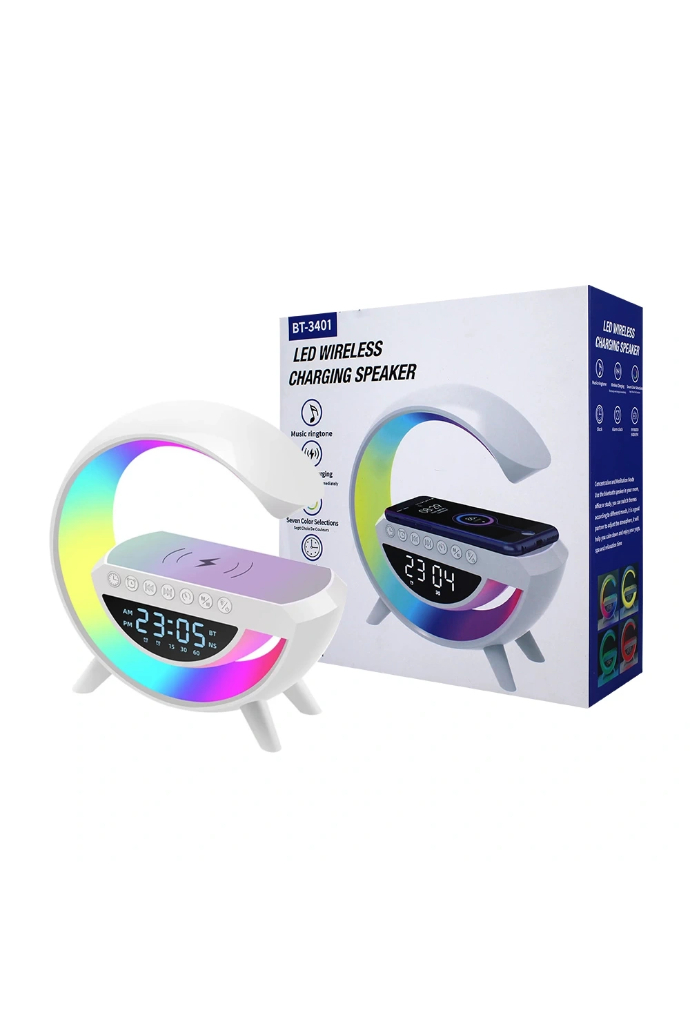 Telefon Kablosuz Hızlı Şarj Aleti Masa Lambası Bluetooth Hoparlör Speaker Gece Lambası Led G Lamba Beyaz