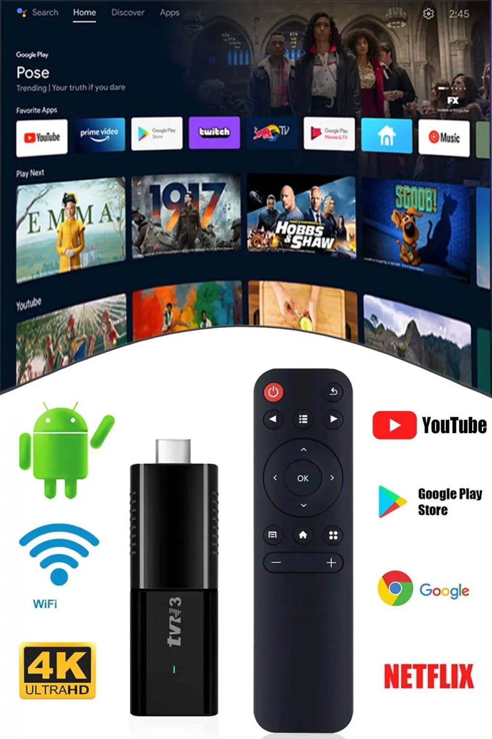 Tvr3 Box S Tv Stick Android Box 4k Android 13 Sürüm 2gb Ram 16gb Hafıza Wifi 2.4 Android Tv