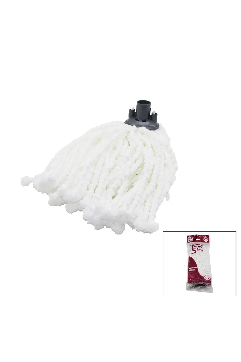 Twin Star ( Örgülü İp ) Püskül ( Beyaz ) Mikrofiber Mop*48=k