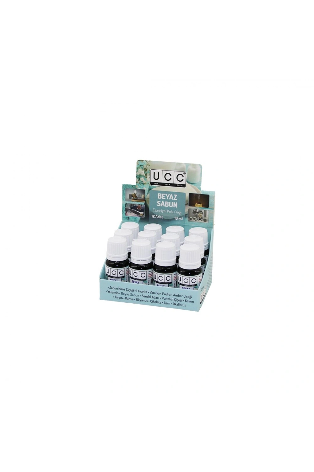 Ucc Esansiyel Koku Yağı ( Beyaz Sabun ) ( Buhardanlık & Çamaşır Makine & Ütü Vb. Kullanım ) ( 10ml )*12x42