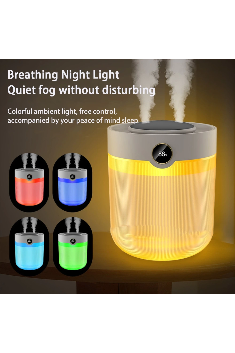 Ultrasonik Oda Hava Nemlendirici Çift Sprey Aromatherapy Ev Ofis Humudifier Rgb Işıklı 2lt