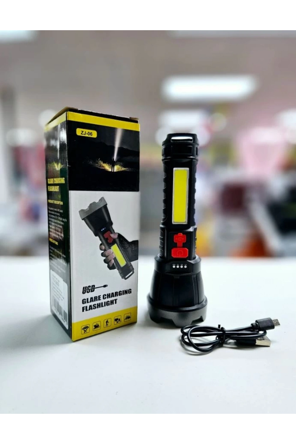 Usb Glare Charging Flashlight El Feneri Zj-05