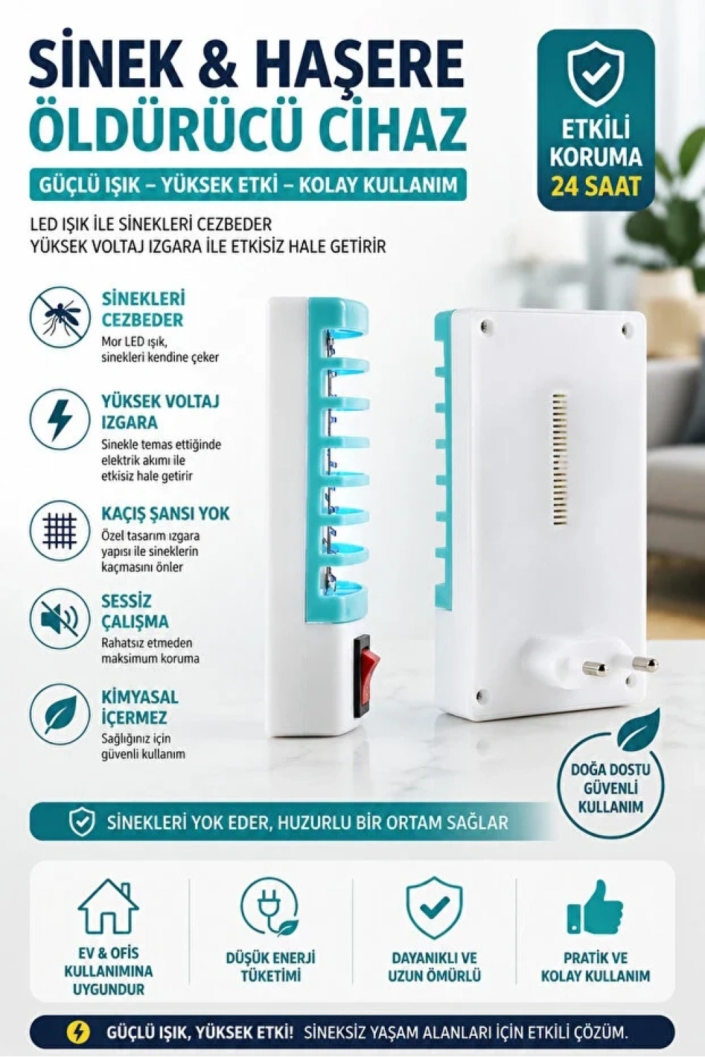 UV Işıklı Priz Tipi Elektrikli Sinek Öldürücüler