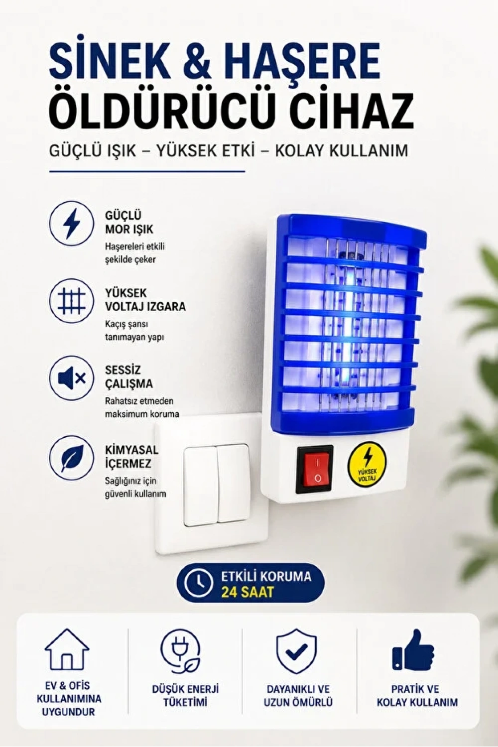 UV Işıklı Priz Tipi Elektrikli Sinek Öldürücüler