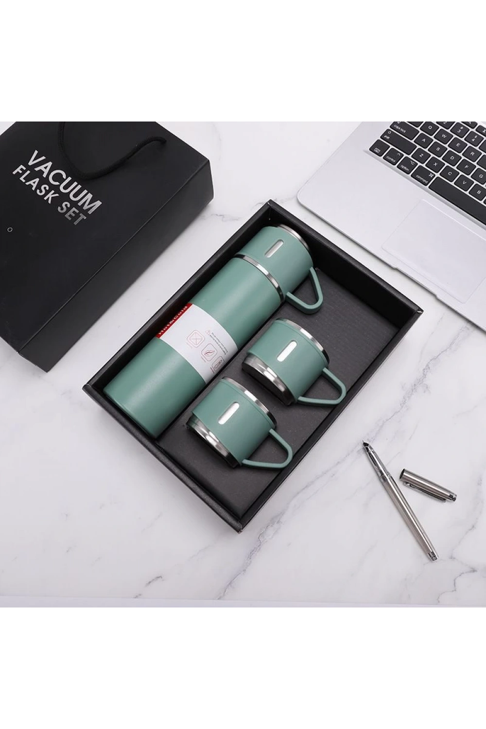 Vacuum Flask Set ( Çantalı ) ( 3pcs Bardaklı ) Renkli Çelik Termos Seti ( 500ml )*50