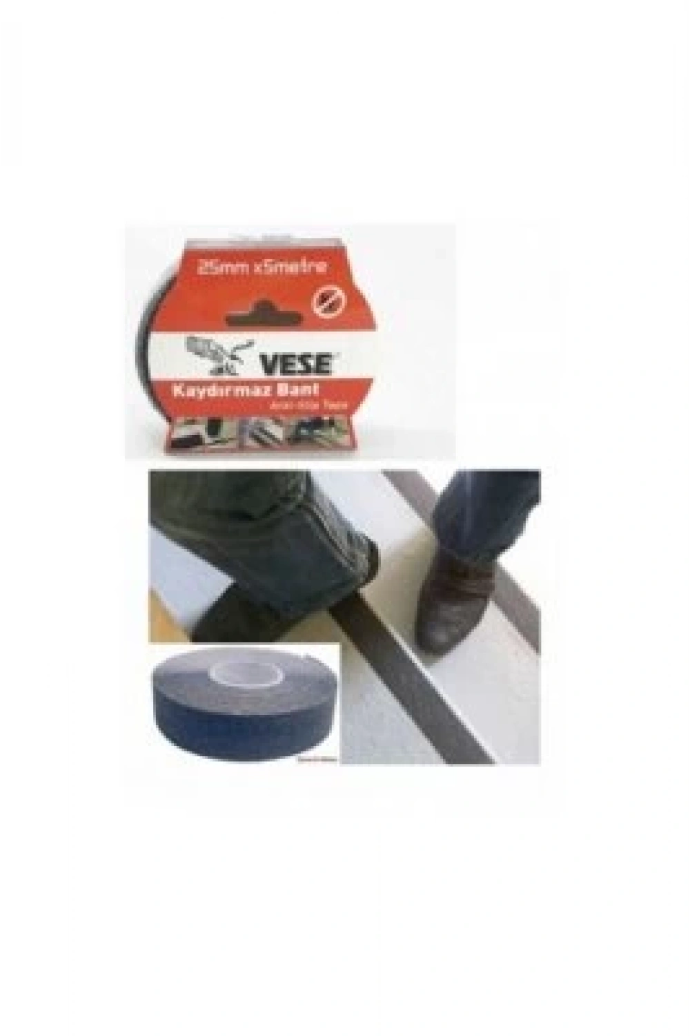 Vese ( 25mm X 5mt ) ( Kaydırmaz ) ( Siyah ) Bant*144