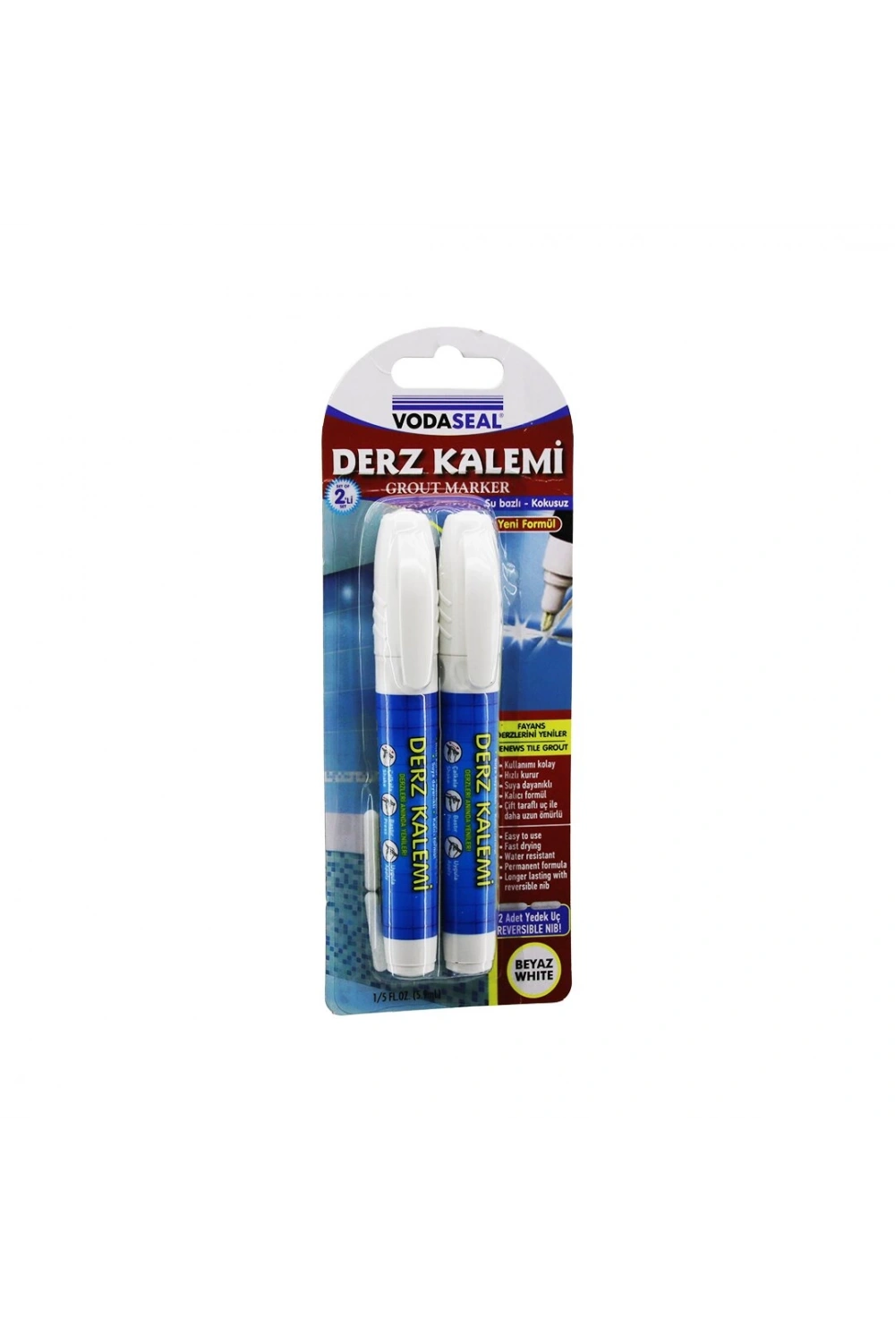 Vodaseal Astm D-4236 ( 2pcs ) Beyaz Derz Kalemi ( Su Bazlı & Kokusuz ) ( 2 Adet Yedek Uç )*60