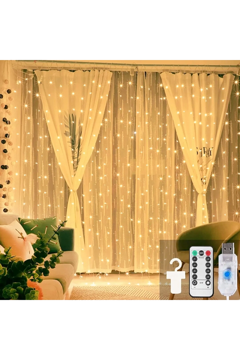 Wınnboss Ekl-11 ( Beyaz ) ( Usb ) ( 3x3 Mt & 200 Led ) Peri Led Dekor Lamba*100