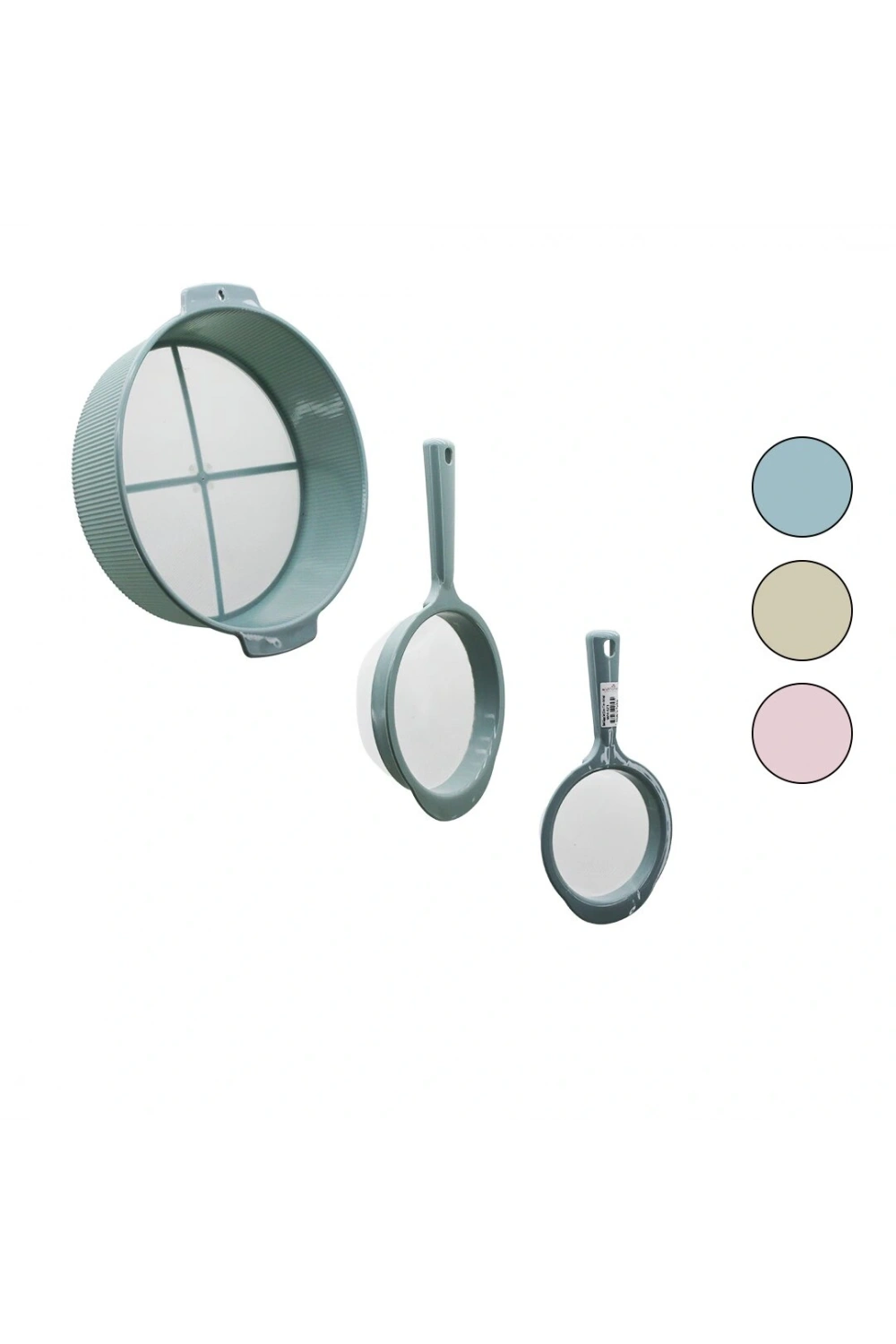 Wish Home Wh-623 ( 3pcs ) Elekli Plastik Süzgeç Set ( 12cm - 17cm + Un Elek ) *12=k