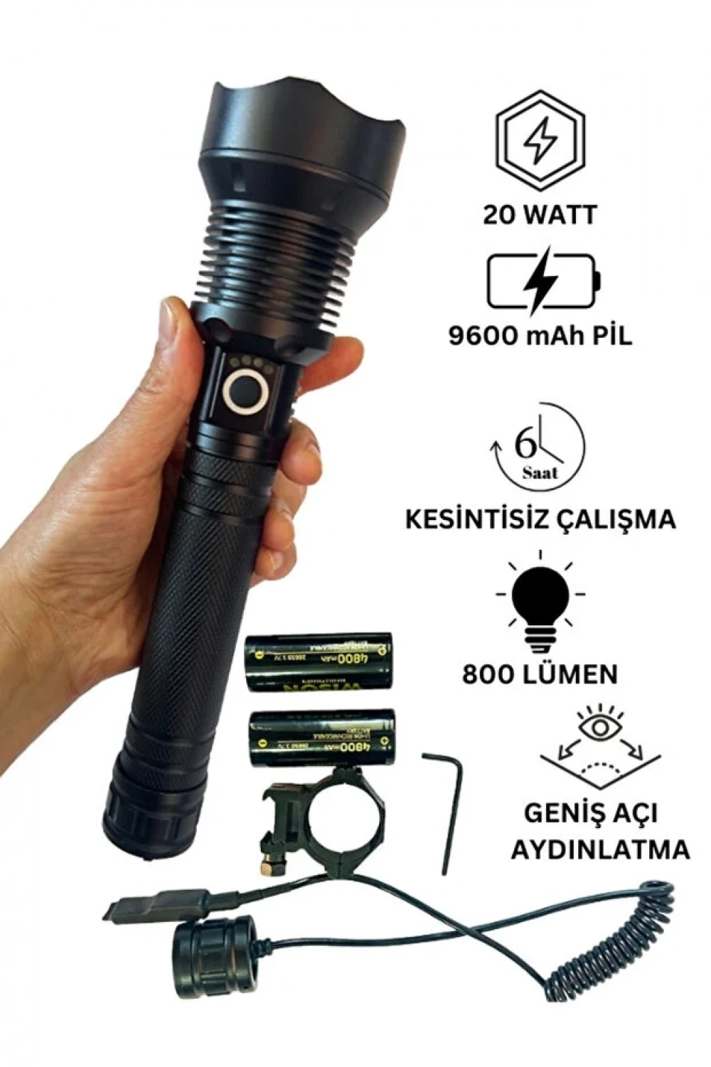Wison Ws-5412 Tüfek Feneri, Geniş Açı Avcı El Feneri 20 Watt
