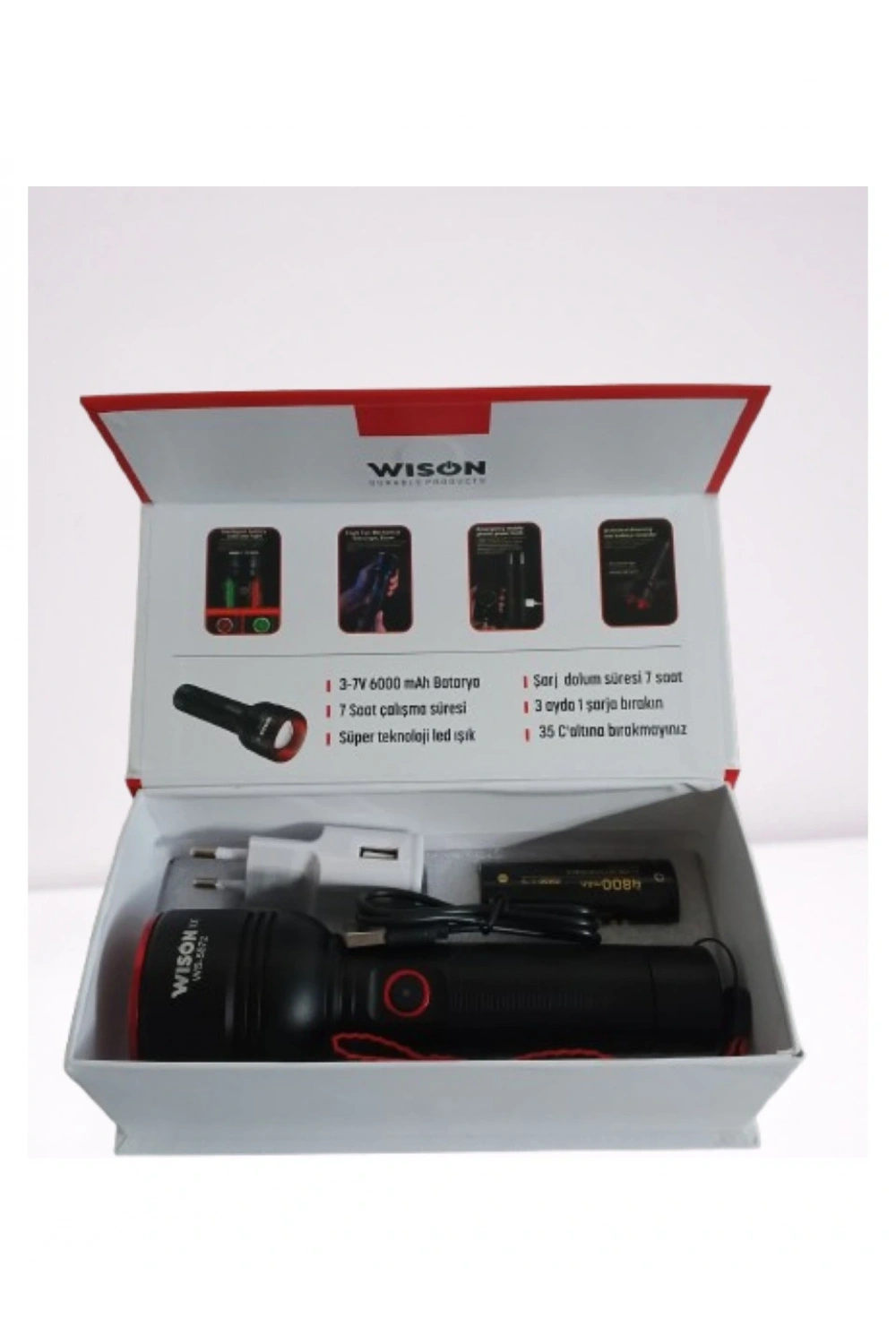 Wıson Ws-5572 20w Uzun Menzilli Şarjlı Metal El Feneri