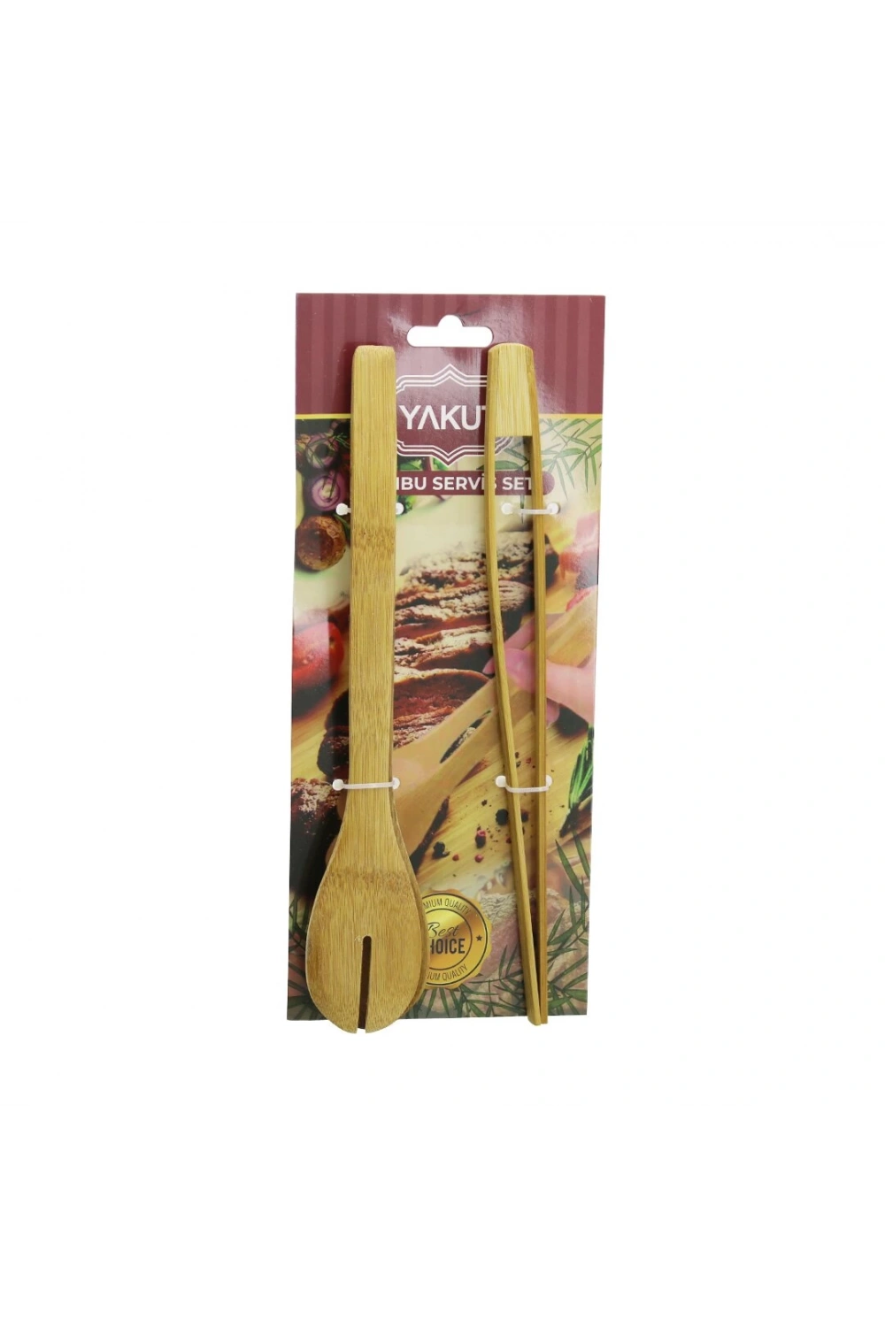 Yakut-10552 ( 2pcs ) Ahşap Bambu Maşa Seti ( İnce Izgara & Kaşıklı Servis Maşa )*120