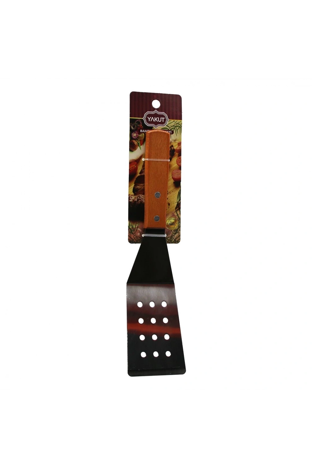 Yakut-10809 Ahşap Saplı Eğimli & Delikli Mutfak Spatula*288