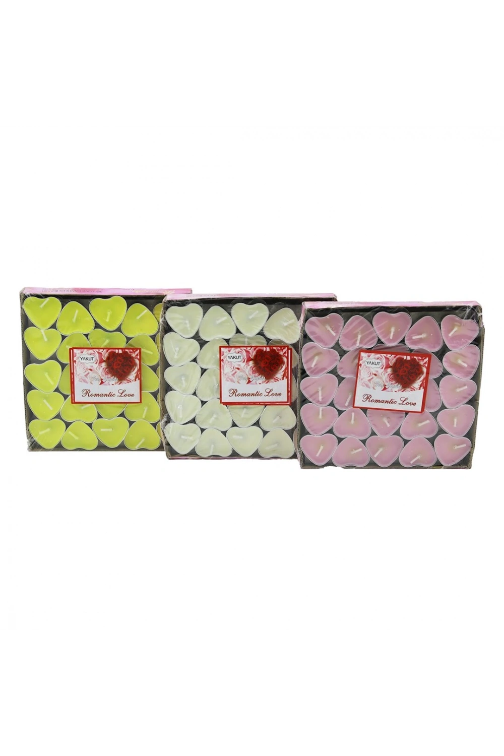 Yakut-11234 ( 50pcs ) ( Beyaz & Renkli & Kalpli ) Tea Lights Mum*40