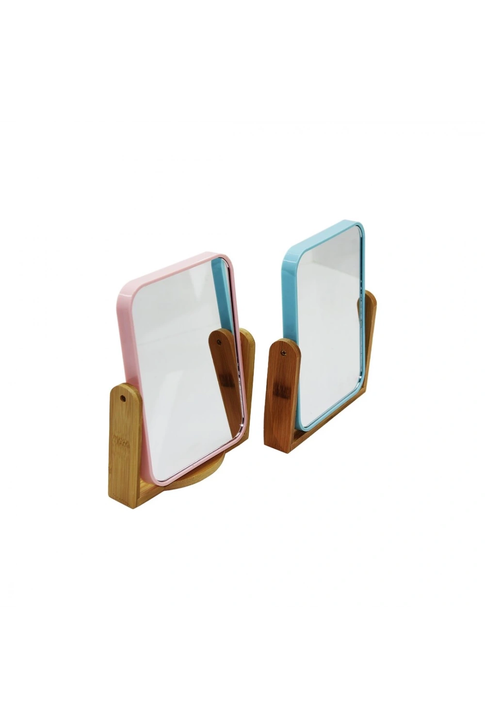 Yakut-11455 (dikdörtgen=11x15cm) (ahşap Bambu Ayaklı) Makyaj Aynası (çift Taraflı) (plastik Çerçeve)*60