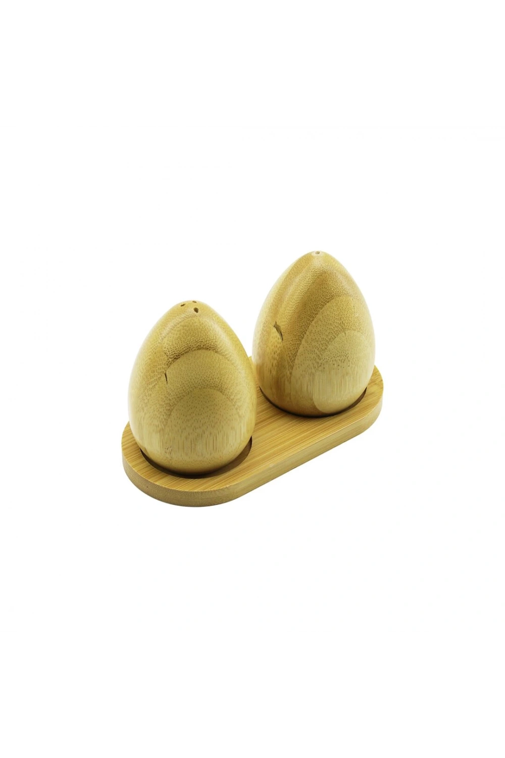 Yakut-12355 ( 2pcs & Yumurta Modeli ) Ahşap Bambu Tuzluk & Baharatlık ( Ahşap Standlı )*100