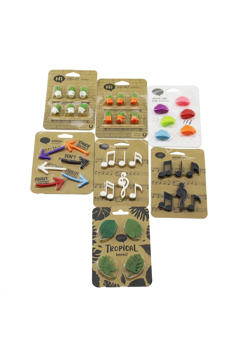 Yakut-12415 ( Mini ) Mıknatıslı Dolap Magnet ( Mix Model=kaktüs--nota Harf--bulut--ok=6pcs & Yaprak=4pcs )*20x25