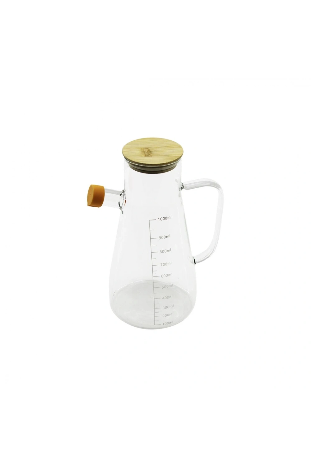 Yakut-13210 ( 900ml ) ( Cam ) Yağdanlık ( Bambu Kapaklı & Ölçekli ) ( Cam Kulplu )*24=k
