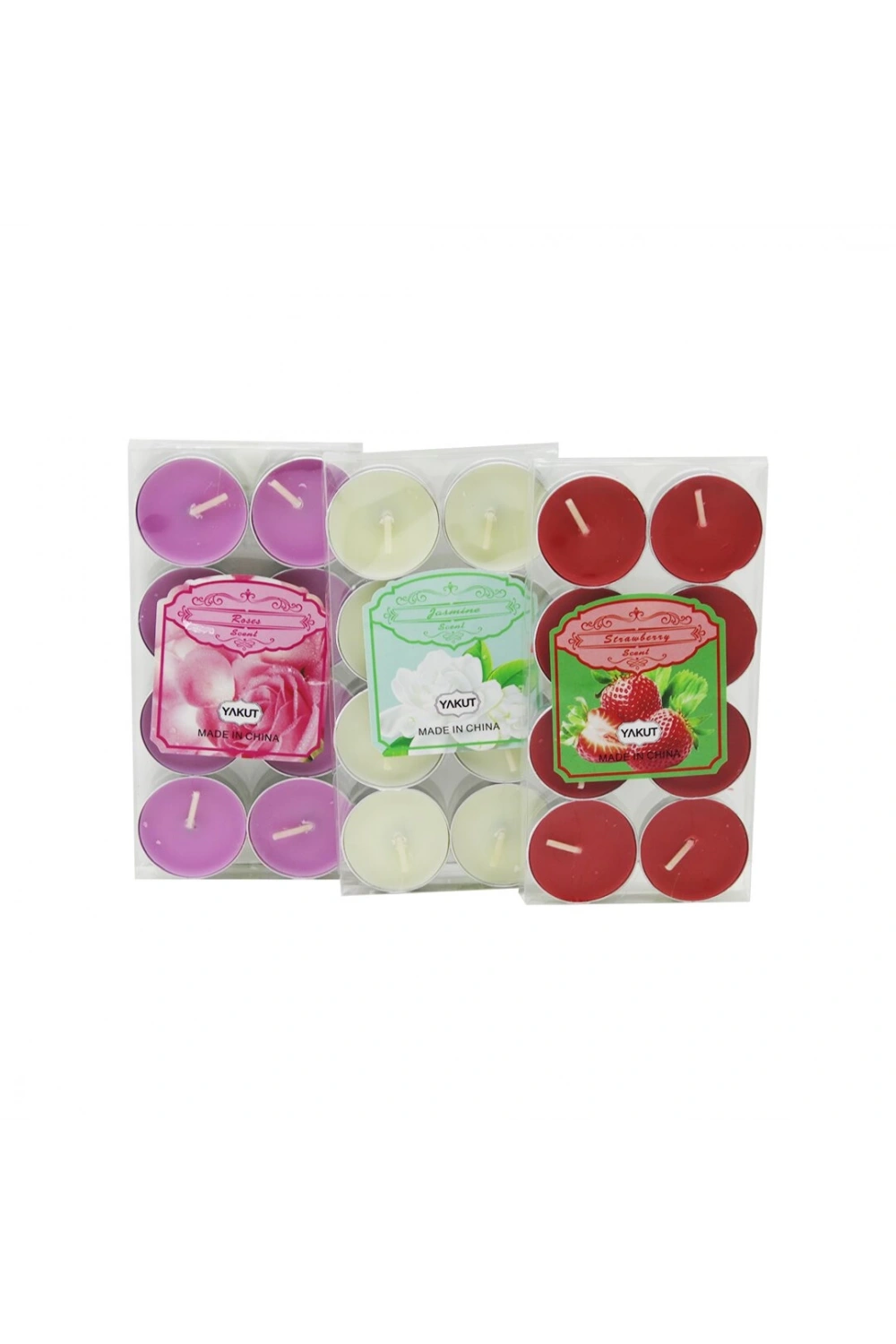 Yakut-8010 ( 8pcs ) ( Renkli Yuvarlak ) Tea Light Mum ( Jasmine & Roses & Strawberry )*250