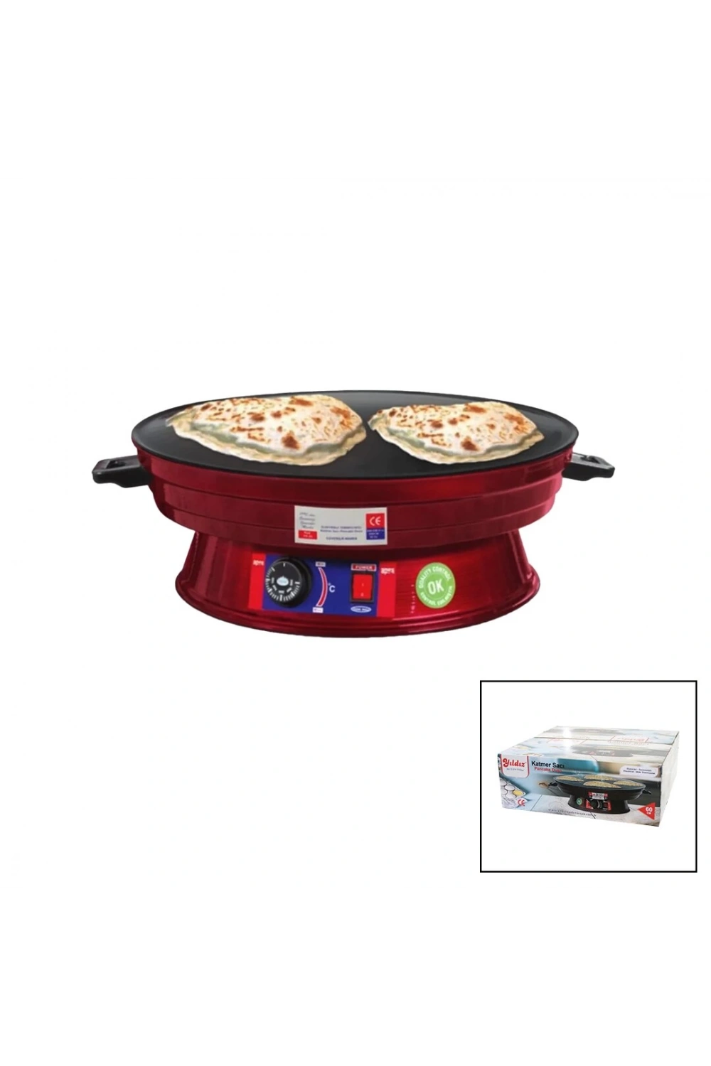 Yıldız Yk-030 ( 60cm ) ( Lüx ) ( Elektrikli ) ( Termostatlı ) Katmer Sacı ( 2200w )*1