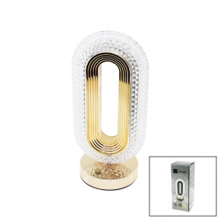 BAROTTİ DMR-8800 (DİK OVAL) (3 RENK) (DOKUNMATİK) DEKORATİF MASA LAMBASI (USB ŞARJLI) (MİKA KRİSTAL & GOLD PLS)(12X26CM)*40