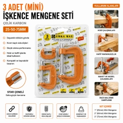 Egonex Emka-5492 ( 3pcs ) ( Mini ) İşkence Mengene Seti ( Çelik Karbon ) ( 25-50-75mm )*72