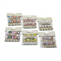 Egonex İBİCO İ12-070 ( 10PCS ) ( AHŞAP ) ( MİNİ SUNUM ) MANDALI ( MİX & FİGÜRLÜ= KALP & HAYVAN & NOEL BABA & )*24X30