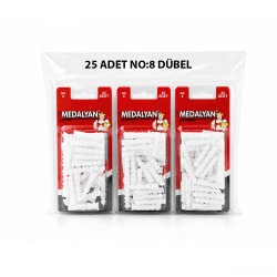Egonex Medalyan Dl-47 ( No-8 ) ( 25pcs ) Dübel Beyaz & Plastik*12x9