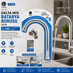 Egonex Tudor Tdr-286 ( Kuğu ) ( Evye & Lavabo ) Uzun Delta Mix Batarya Borusu ( Krom Kaplama & Vakumlu & Süzgeçli Uç)*50