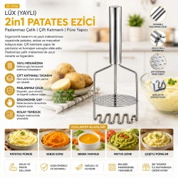 Egonex Yakut-10806 ( Lüx ) ( Yaylı ) 2in1 Patates Ezici*80