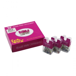 Egonex İbico İ20-001 Glass Pıns (hyalıne) Butterfly (100pcs ±5) (renkli Toplu) Başörtü İğnesi (şeffaf Plastik Askılıklı Kutulu)*12x40