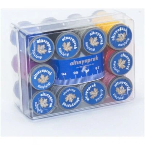 Egonex Altınyaprak ( Kare Set & 10 Renk ) Dikiş İplik Makara Mezuralı*10x22