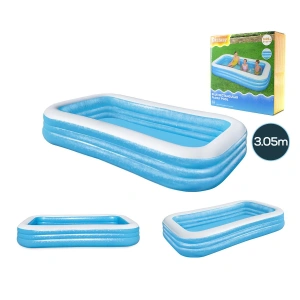 Egonex Bestway-54009 ( 3 Halka ) ( 1.16lt ) Dikdörtgen Aile Mavi Şişme Havuz ( 3.05x1.83x56cm ) ( 6+yaş )*2=k