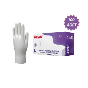 Egonex Beybi ( L ) ( Pudralı ) ( 100pcs ) ( Lateks ) Muayene Eldiveni*1x20