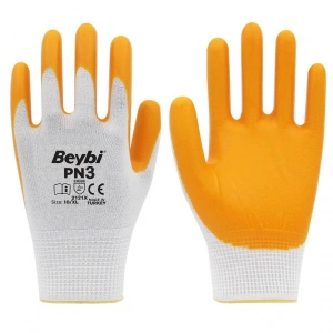 Egonex Beybi Pn-3 ( Sarı & Beyaz ) Poşetli İşçi Eldiven No-9l-10xl*12x24
