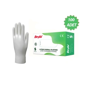 Egonex Beybi ( S ) ( Pudralı ) ( 100pcs ) ( Lateks ) Muayene Eldiveni*1x20
