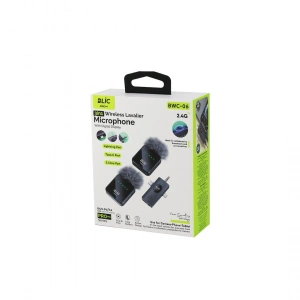 Egonex Blic Bwm-06 ( 3in1 ) Kablosuz İkili Yaka Mikrofon ( Tüylü ) ( Dijital Ekran ) ( Lightning - Type-c - 3.5mm Giriş ) ( 5.0v / 1a )*50