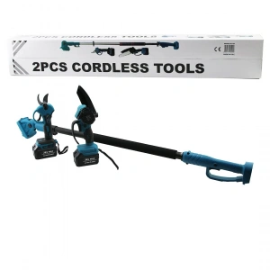 Egonex Bn-5 Cordless Tools Ltj-6a Zz-01 (2 Pcs Set) (6) (budama Dal Kesme Testere=şarjlı--yağsız & Zincirli + Şarjlı Bağ Makası ) Teleskopik Uzayan Metal Sap=120--195cm*6
