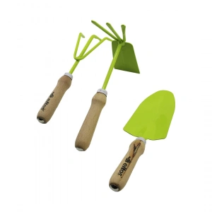 Egonex Eltos Ebs-003 ( 3pcs ) Bahçe Hobi Seti ( Renkli Metal ) ( Çift Başlı Çapa & 3 Dişli Tırmık & Kürek ) (ahşap Saplı)*20