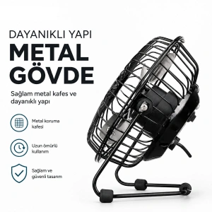 Egonex Everest Efn-482 ( Usb Şarjlı & Metal Gövde ) ( 14.5x7.5x15cm ) Mini Masaüstü Fan & Vantilatör*24